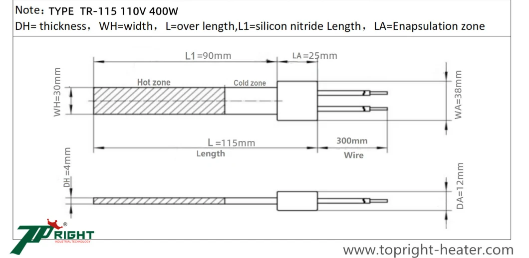 110V 400W Tr115 Little Thermal Inertia Rapid Temperature Rise Silicone Nitride Ignitor