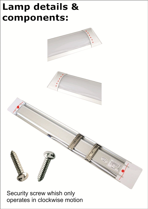 Tri-Proof LED Tube Lighting 3FT 900mm 28W LED Batten Light with Frosted Plastic Cover and Aluminum Radiator